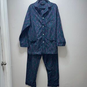 Dior Vintage Men's Paisley Pajama Set - Blue and Purple
